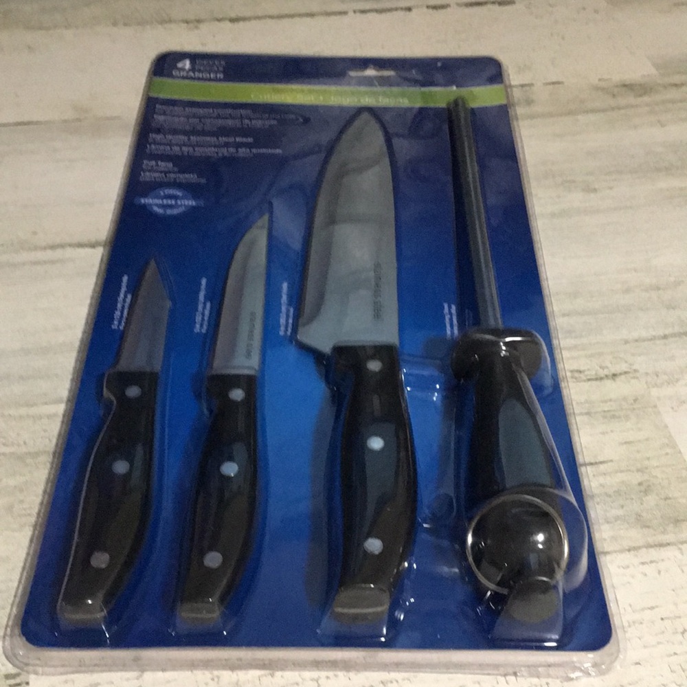 Granger 4-piece stainless steel cutlery set includes sharpening tool